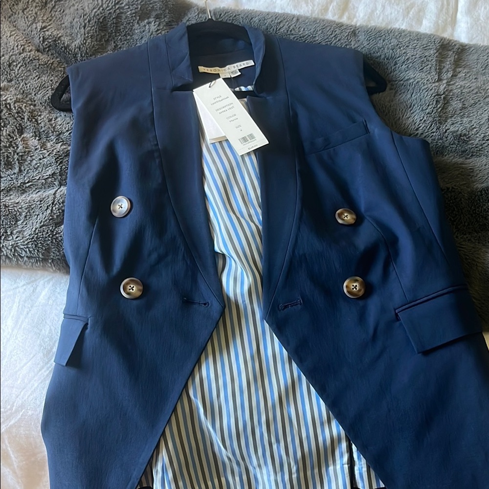 Veronica Beard Blue Tailored Vest